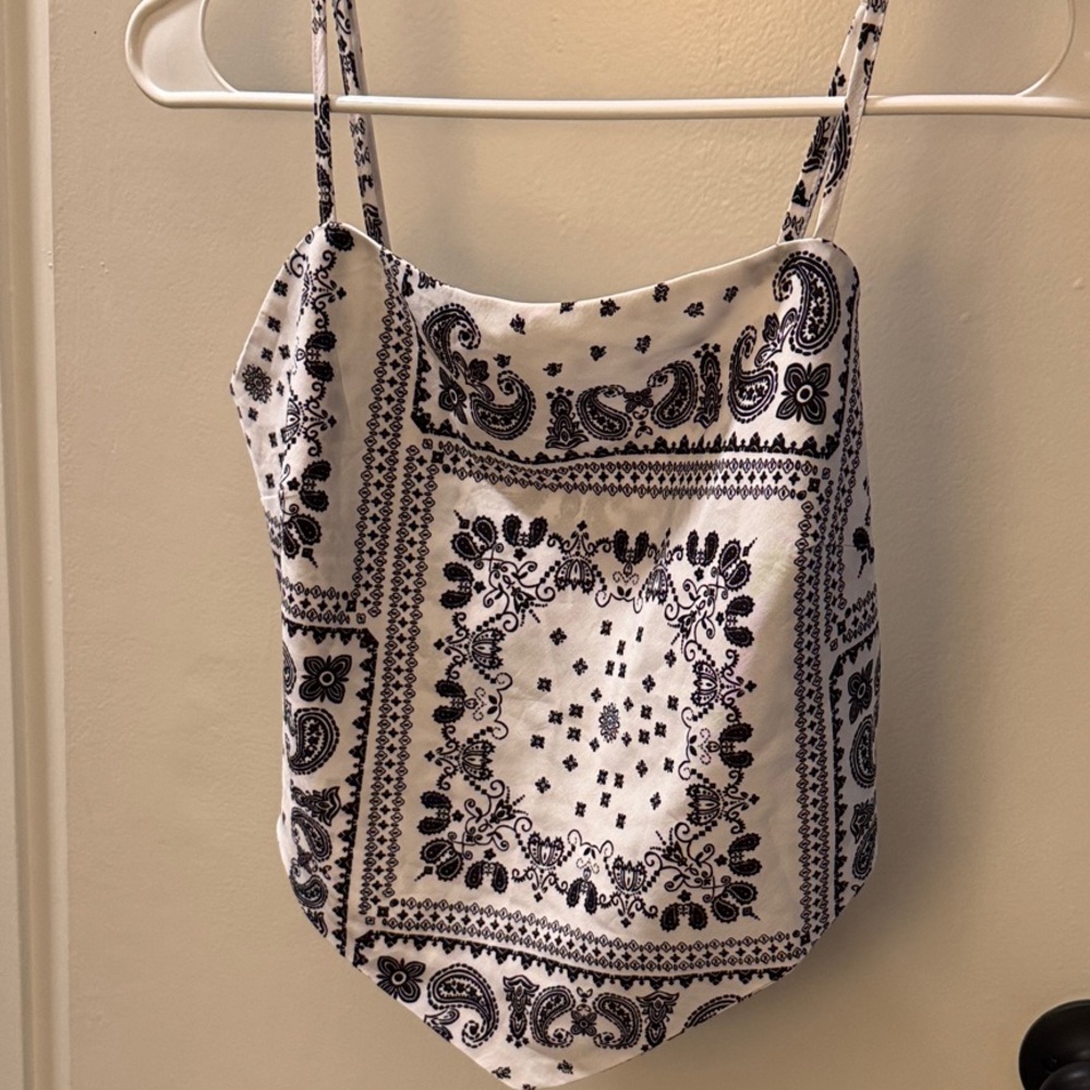 Papaya Black and White Paisley Cami Top